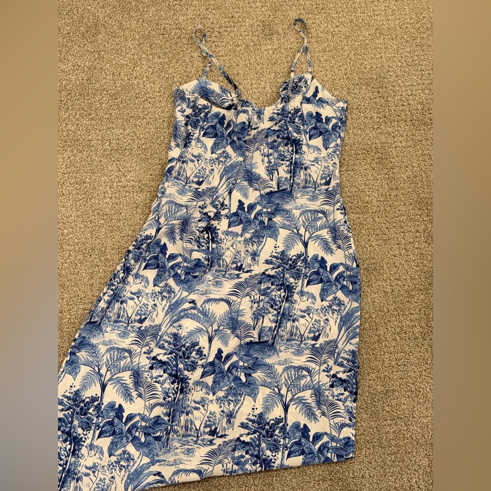 Cider Blue and White Tropical Slip Dress - Picture 3 of 8
